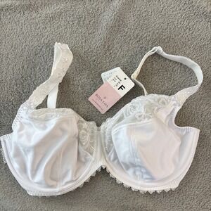 Rosa Faia Scarlett Bra 38F White Lace Trim Underwire Beautyfull 5648 NWT Read